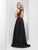 Clarisse - 4944 Beaded Bateau Pleated Gown in Black