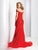 Clarisse - 4945 Off Shoulder Lace Appliqued Gown in Red