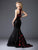 Clarisse - 4947 Halter Neck Floral Print Mermaid Gown in Black and Red