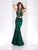 Clarisse - 3410 Embellished Illusion Halter Mermaid Dress in Green