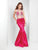 Clarisse - 3410 Embellished Illusion Halter Mermaid Dress in Pink
