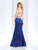 Clarisse - 3410 Embellished Illusion Halter Mermaid Dress in Blue