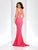 Clarisse - 3411 Embellished High Halter Trumpet Dress in Pink