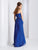 Clarisse - 3428 Strapless Pleated Surplice Chiffon Gown in Blue