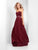 Clarisse - 3428 Strapless Pleated Surplice Chiffon Gown in Red