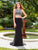 Clarisse - 3438 Two-Piece Crystal Ornate Sheath Gown in Black