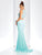 Clarisse - 3438 Two-Piece Crystal Embellished Crop Top Long Sheath Gown In Green