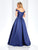 Clarisse - 3442 Off Shoulder Corset Mikado Ballgown in Blue