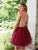 Clarisse - 3461 Gem Embellished Strapless Cocktail Dress in Red and Gold