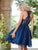 Clarisse - 3462 Beaded Floral Cocktail Dress in Blue