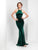 Clarisse - 3468 Velvet Halter Cutout Sheath Gown in Green