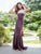 Clarisse - 3468 Velvet Halter Cutout Sheath Gown in Purple