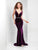 Clarisse - 3469 Plunging V-Neck Velvet Long Gown in Purple