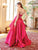 Clarisse - 3478 Beaded Strapless Ruffled Ballgown in Red