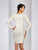 Clarisse - 3490 Long Sleeves Sheath with A-Line Overskirt Dress in White