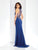 Clarisse - 3511 Bejeweled High Illusion Halter Gown in Blue