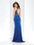 Clarisse - 3527 Embellished V-neck Sheath Dress in Blue