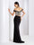 Clarisse - 3556 Off Shoulder Floral Two Piece Dress in Black and Multi-Color