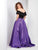 Clarisse - 3582 Off Shoulder Lace Pleated Gown in Black and Purple