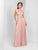 Clarisse - 3528 Jeweled Lace Applique Halter Gown in Pink