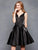 Clarisse - 3613 Illusion Plunging V Neckline Fit and Flare Short Dress