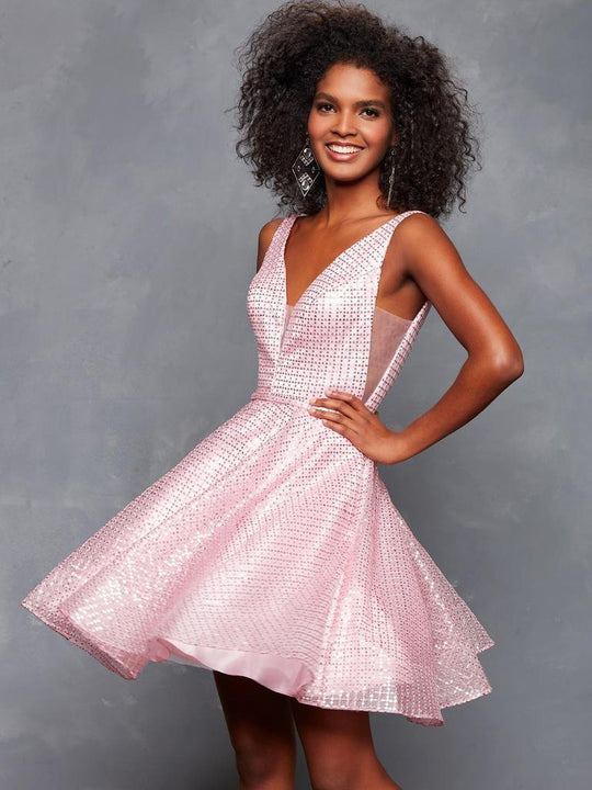 Clarisse - 3627 Allover Sequin Cutout Illusion Cocktail Dress