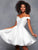 Off Shoulder Mikado A-Line Cocktail Dress S3442 In White