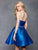 Clarisse - 3633 Crystal Beaded Mikado A-line Dress in Blue