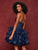 Clarisse - 3662 Sheer Embroidered High Halter Ruffle Dress In Blue