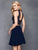 Clarisse - S3427 Embroidered Lace High Halter Chiffon A-line Dress in Navy