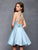Clarisse - S3489 Embellished Halter Satin A-line Dress In Blue