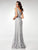 Clarisse - M6501 Adorned Lace Applique Long Sheath Gown In Gray