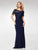Clarisse - M6517 Lace Illusion Bateau Chiffon Trumpet Dress In Blue