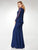 Clarisse - M6538 Beaded Embellished Neckline Long Sleeve Formal Dress in Navy Blue