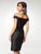 Clarisse - M6561 Beaded Brocade Off-Shoulder Tulip Dress in Black