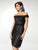 Clarisse - M6561 Beaded Brocade Off-Shoulder Tulip Dress in Black