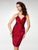 Clarisse - M6562 Beaded Fine Strapped Sleeveless Knee Length Dress