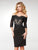 Clarisse - M6566 Lace Off-Shoulder Satin Sheath Knee Length Dress in Black