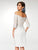 Clarisse - M6566 Lace Off-Shoulder Satin Sheath Knee Length Dress in Ivory
