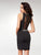Clarisse - M6567 Crystal Beaded Halter Satin Sheath Dress in Black