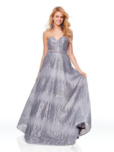 Clarisse - 3714 Strapless Sequined A-Line Evening Gown In Gray