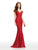 Clarisse - 4801 Off Shoulder Beaded Lace Mermaid Gown In Red