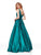 Clarisse - 3741 V Neck Corset Lace Up Back Satin Prom Dress In Green