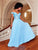 Clarisse - 3774 Lace Appliqued Corset Lace-Up Back Chiffon Prom Gown In Blue