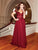 Clarisse - 3774 Lace Appliqued Corset Lace-Up Back Chiffon Prom Gown In Red