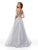 Clarisse - 3785 Lace Off-Shoulder A-Line Evening Dress In Gray