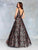 Clarisse - 3804 Plunging V-Neck Floral Evening Dress In Black