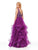 Clarisse - 3813 Beaded Plunging V-Neck Tiered Evening Gown In Purple