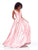 Clarisse - 3741 V Neck Corset Lace Up Back Satin Prom Dress In Pink