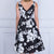Adrianna Papell - AP1E202723 Floral Bateau Cocktail Dress In Black and White